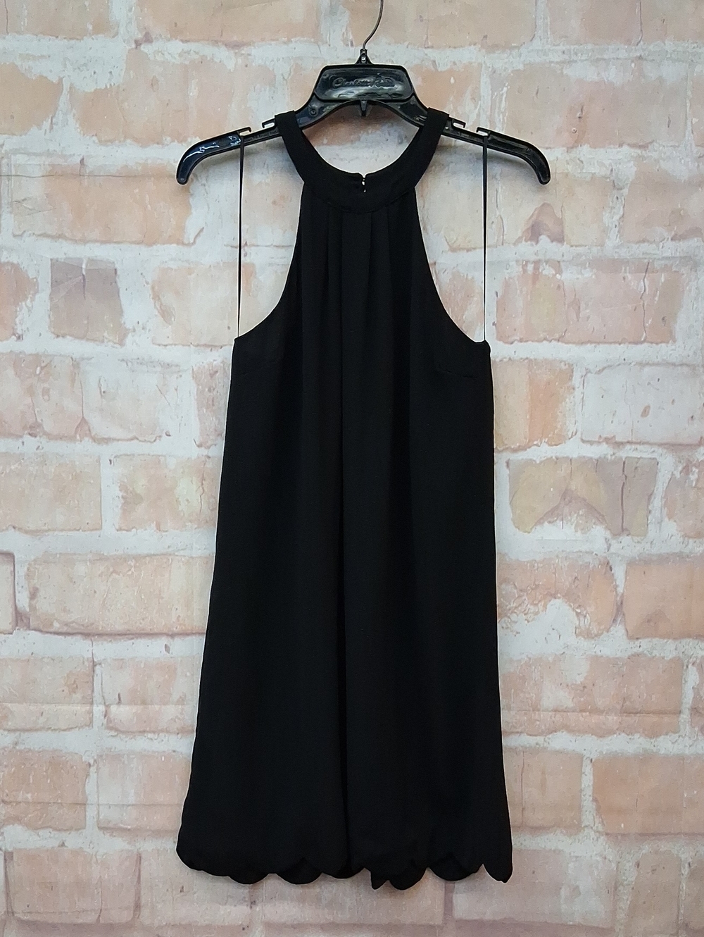 Papermoon Black Halter Mini Dress with Scallop Hem